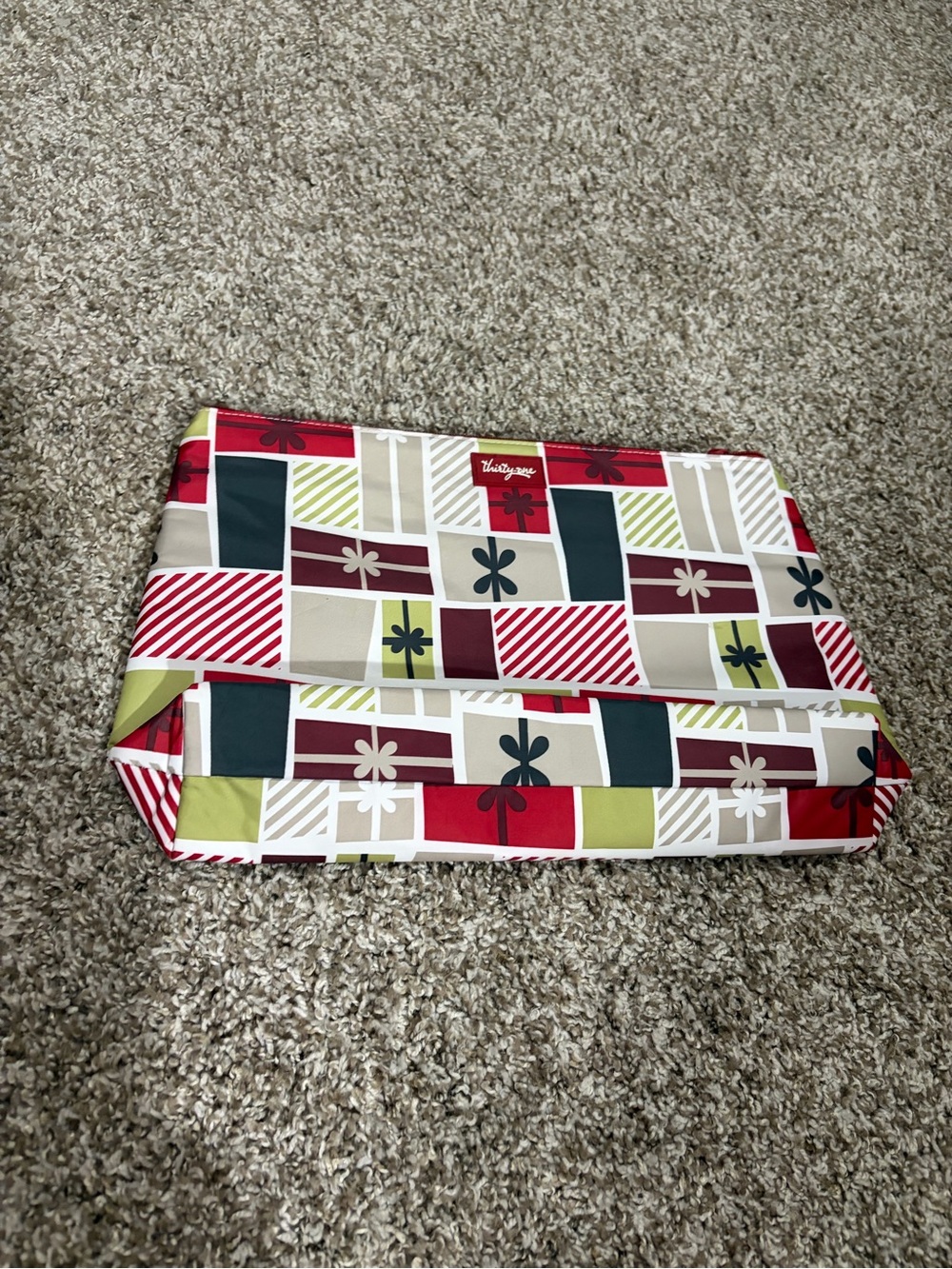 Holiday patterned insulated zippered bag